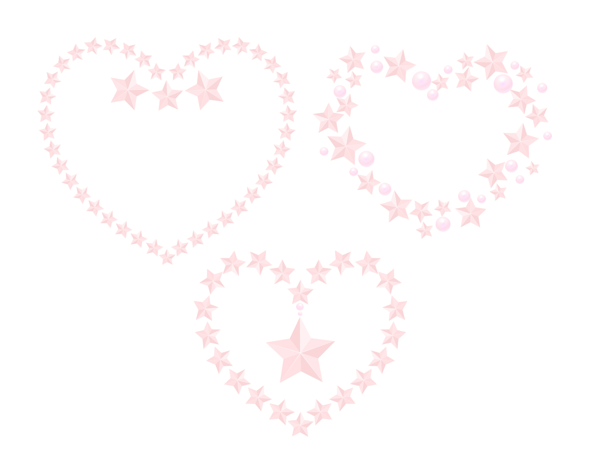 フリー素材 ピンク色の星模様ハート ハートの素材屋