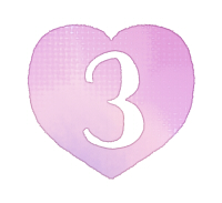 200手描き数字3のハート素材