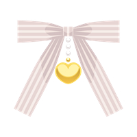 ベージュ色縞リボンハートチャームイラスト素材