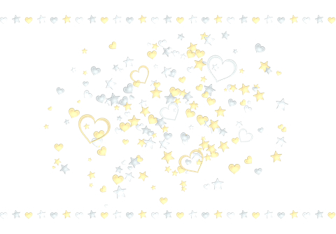 金銀星ハートが散らばるイラスト素材ポストカード比率