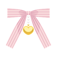 ピンク縞リボンハートチャームイラスト素材