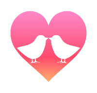 小鳥のつがいシルエットハートマークピンク