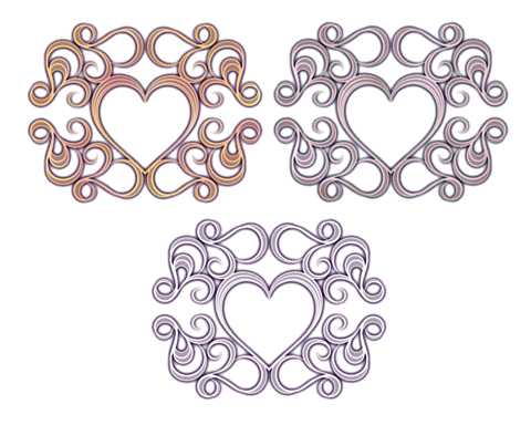 くすんだ色の装飾ハート枠