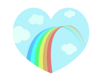 虹のイラストが入ったハート素材01