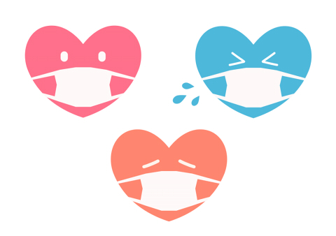 マスクを付けているハートのイラスト素材