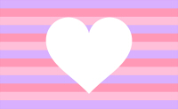 ピンクとパープルのボーダーに白抜きハート