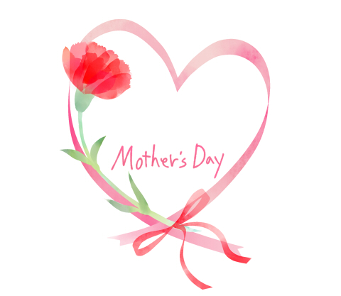 カーネーションイラスト母の日mothersdayの手書き文字入り