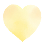 薄い黄色の大きな水彩ハート　丸みをおびた形