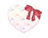 ななめリボンがけハート星模様白