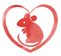 水彩風ネズミイラスト素材赤色