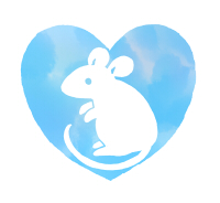水彩風ネズミイラスト水色白抜き