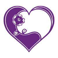 紫ハートフレーム花