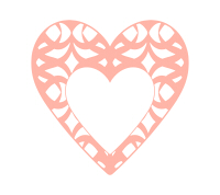 オレンジ色装飾的ハートマーク素材