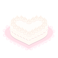 ハート型ケーキイラスト白生クリーム