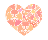 カラフル分割ハート素材オレンジ