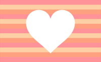 オレンジとイエローの横縞背景に白抜きのハート