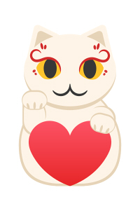 右手を上げている白い招き猫のイラスト素材