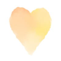 黄色からオレンジの細長い水彩ハート