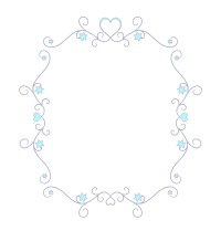 細い線と小さいハートのフレーム水色