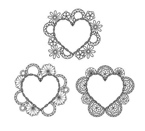 装飾的な背景に白抜きのハートグレー