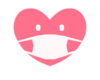 マスクを付けたハートのイラスト素材ピンク