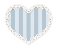 縞模様ハートくすんだ青