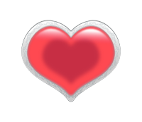 透過フリー素材　装飾的なシルバーとカラーハートのイラスト　銀色の枠に、ツヤのある赤いハートが埋まっている