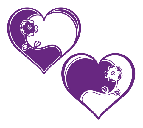 480紫色花ハート２種