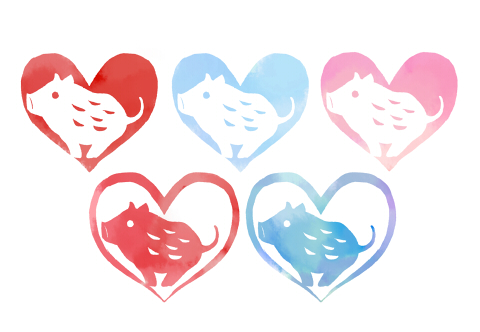 イノシシイラストフリー素材水彩風手描き