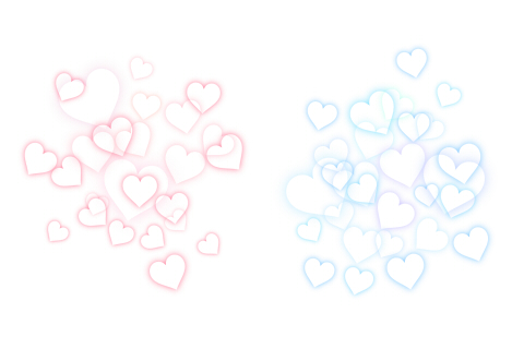 散らばる白抜きのハート模様背景素材　薄い色のピンクとブルー