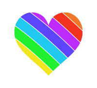 右下虹色のハートマーク