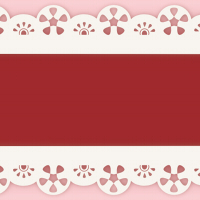 太め赤いリボン白い縁取りレースのライン