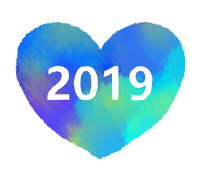 2019ハート素材水彩風濃い青