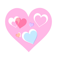 淡いピンクハートに小さな水色のハートが重なるイラスト素材