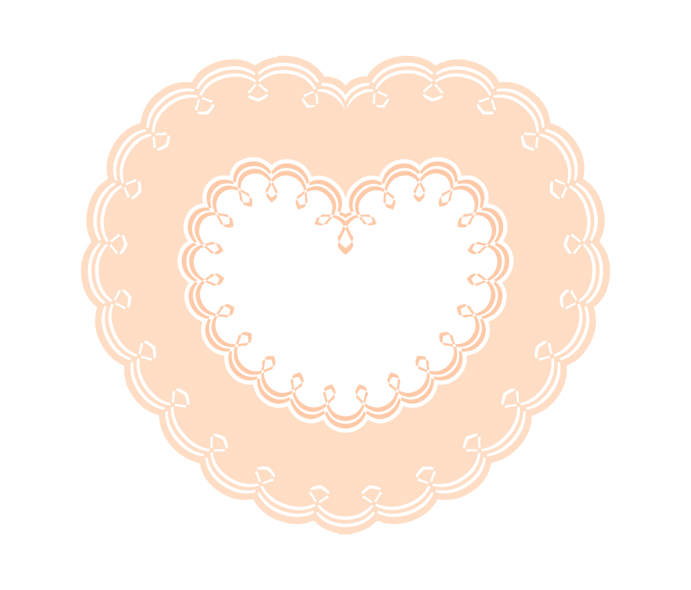 オレンジ二重枠の装飾ハートフレーム