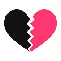 割れたハートピンクとブラック