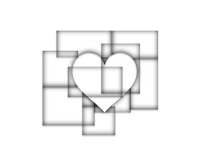 重なる四角にハート中央