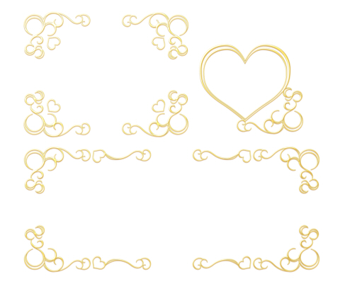 横長四角フレーム蔦模様とハートゴールドカラー