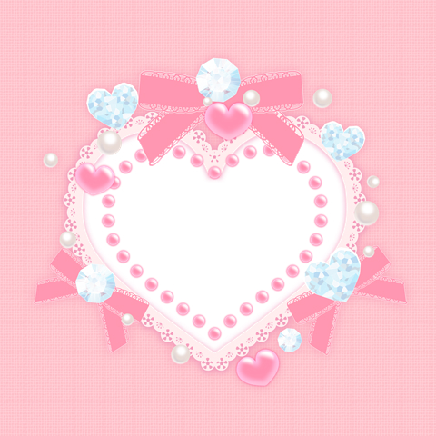 デコレーションハートフレーム素材ピンク