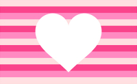 濃いピンクと薄ピンクのボーダー柄に白抜きされたハート