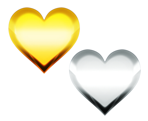 金色と銀色のハートマーク