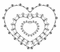 モノクロ装飾枠　ハートフレーム3連