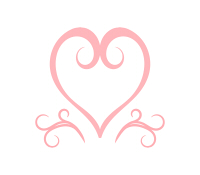 ハート枠と蔓模様の装飾