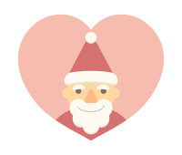 サンタの顔イラストハート素材