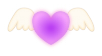 白い翼のハートマークパープル