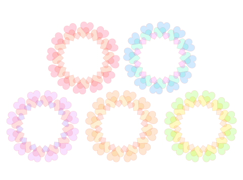 5色の輪っかフレーム半透明淡色