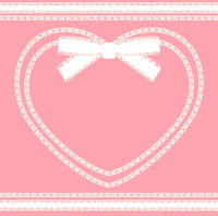 200リボン付きハートフレーム白