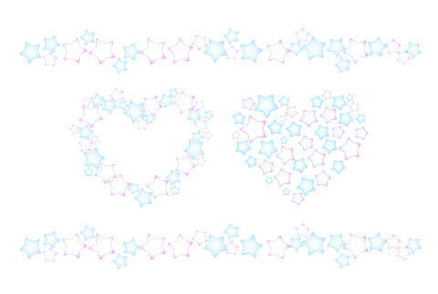 ファンシーな星ハートフレームとライン