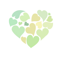 黄緑色のハート集合体