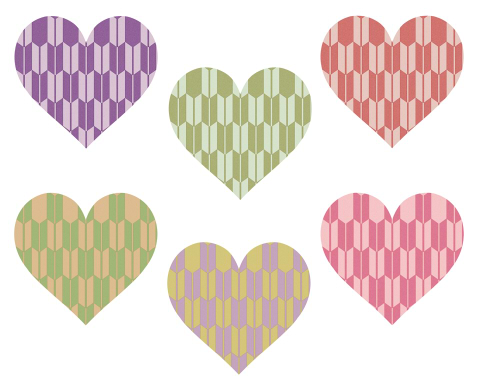 矢絣模様の和風なハートマーク素材白背景